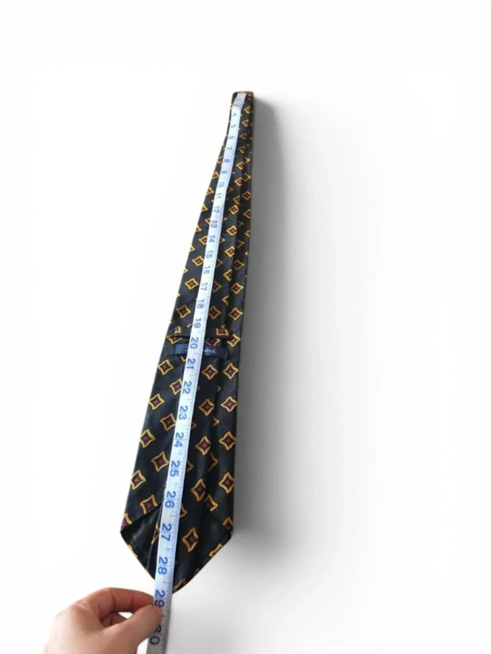 Paul Fredrick 100% Silk Tie USA Made Black Gold Red Geometric Necktie